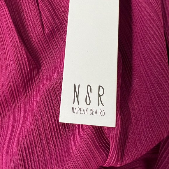 NSR Nordstrom Womens Long Sleeve Open Back Midi Dress Fuchsia Pink size Large - Picture 12 of 15